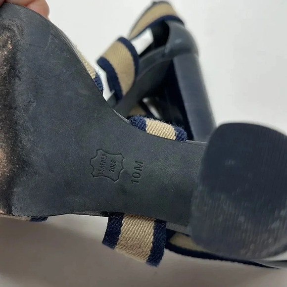 Tory Burch Laurie Criss Cross Elastic Strap Chunky Stacked High Heel Shoe 10 - Picture 9 of 10